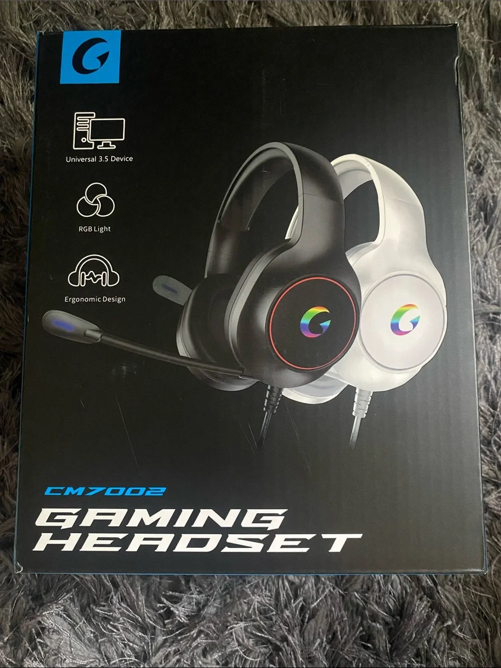 White and gray wired headset with mic